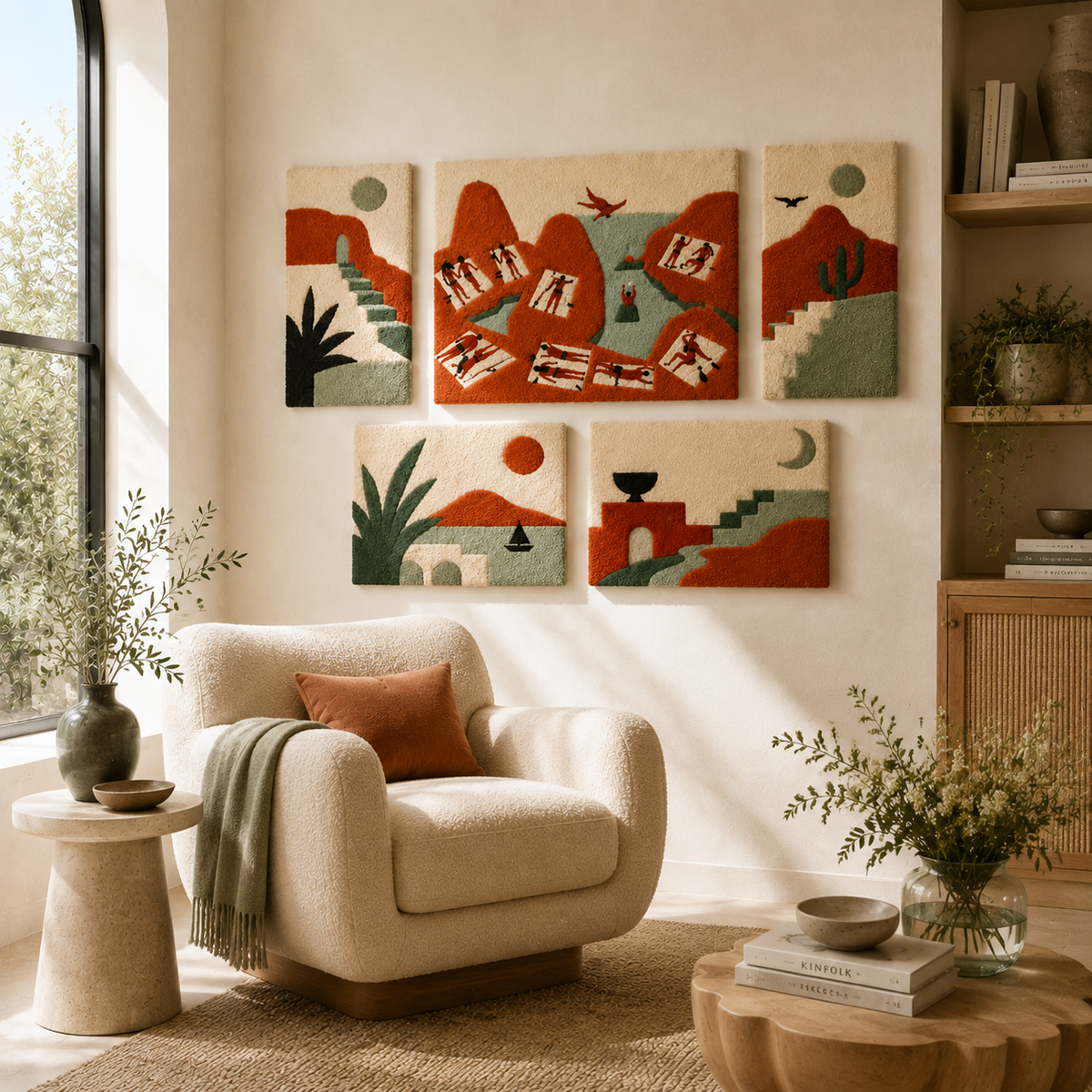 Hewn Earth terracotta garden wall art panels with intricate textured designs, perfect for outdoor garden decoration.