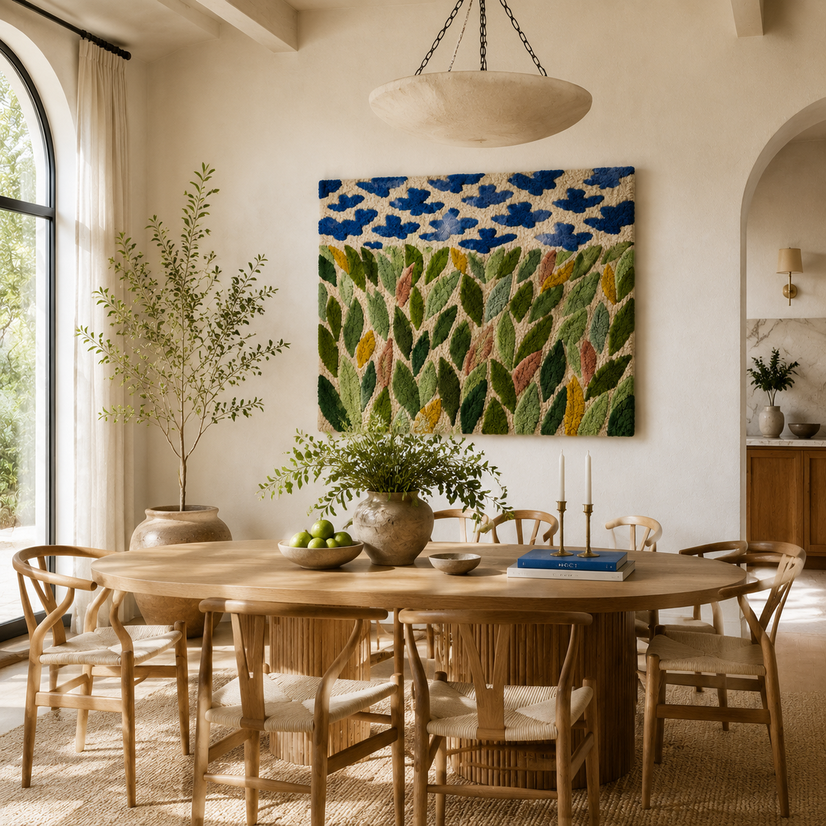 Blue Meadow Canopy wall art by Hewn Earth featuring a serene meadow scene with a canopy of blue sky and lush greenery.