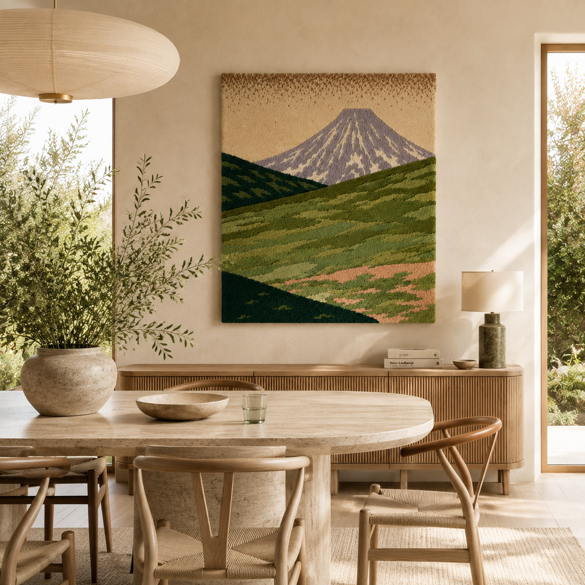 Hewn Earth Lavender Ridge wall art featuring vibrant lavender fields, framed and ready for wall display.
