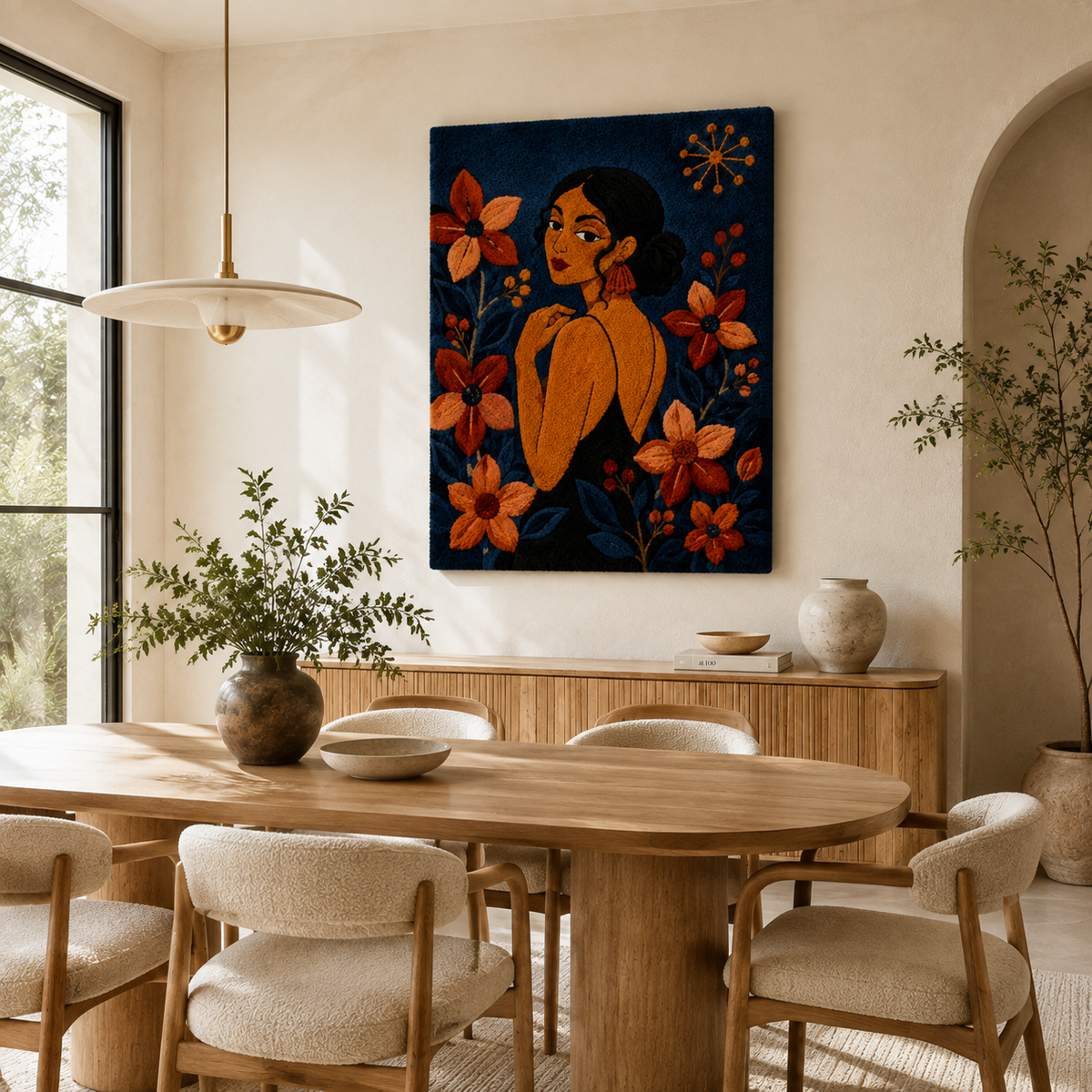 Marigold Muse wall art by Hewn Earth featuring vibrant marigold flower illustration on textured background.