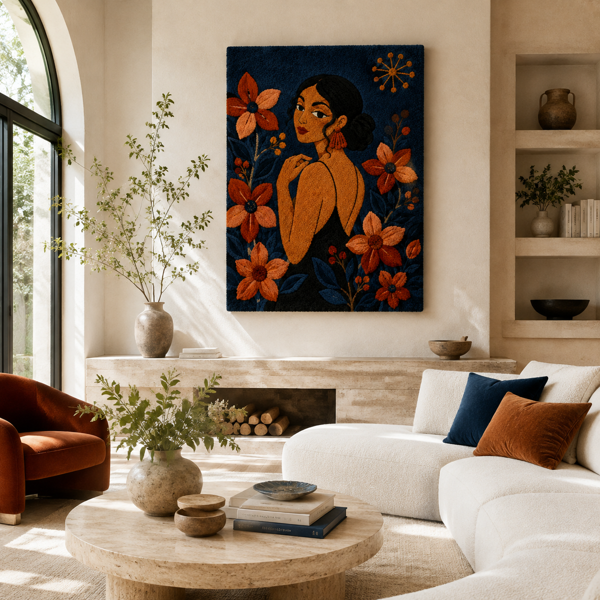 Marigold Muse wall art by Hewn Earth featuring vibrant marigold flower illustrations on a decorative art print.