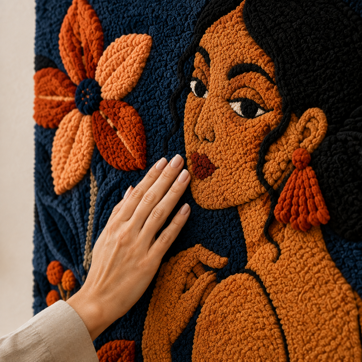 Marigold Muse wall art by Hewn Earth featuring vibrant marigold flower illustration on neutral background.