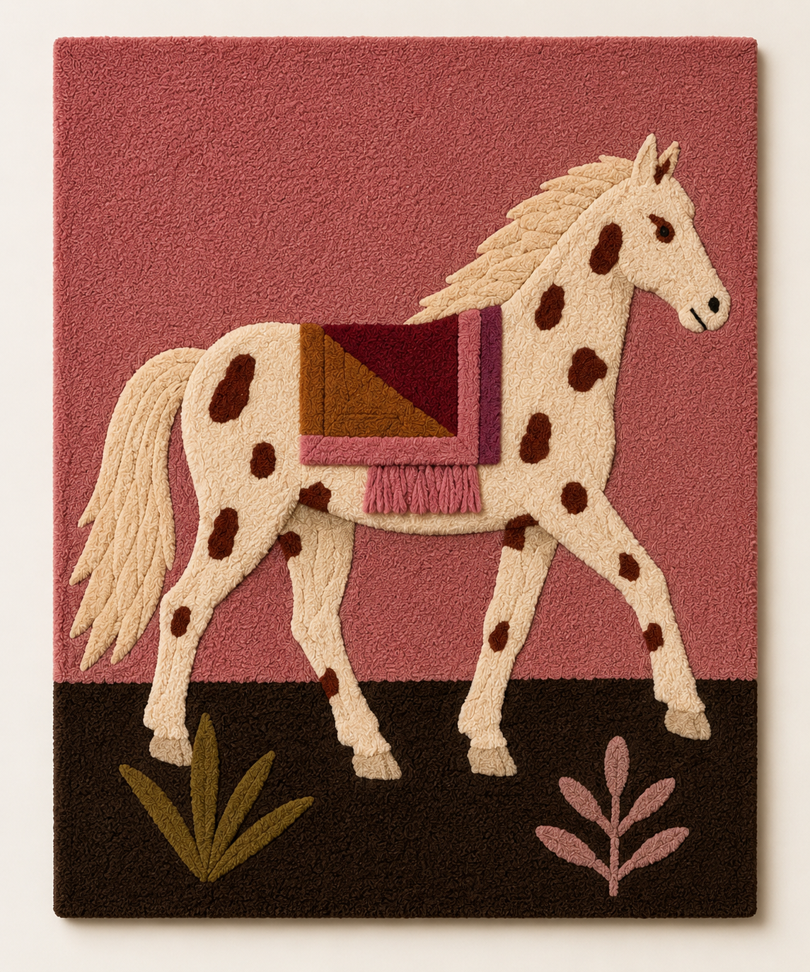 Hewn Earth Rosewood Mare wall art, featuring a detailed illustration of a mare in warm wood tones on a neutral background.