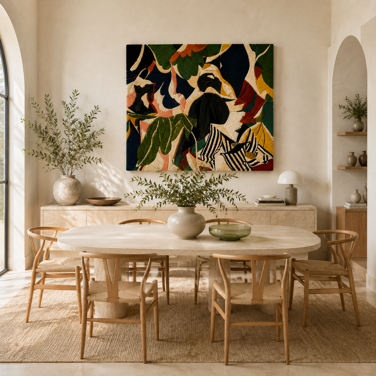 Hewn Earth Garden Gathering wall art featuring vibrant floral and garden scene on a decorative wall decor piece