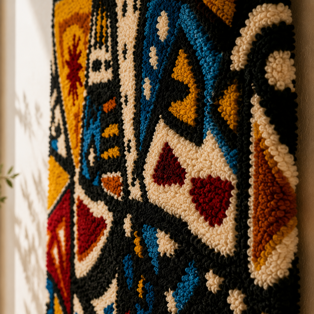 Hewn Earth Midnight Folk Mosaic wall art featuring intricate mosaic patterns in dark tones, perfect for modern interior decor.
