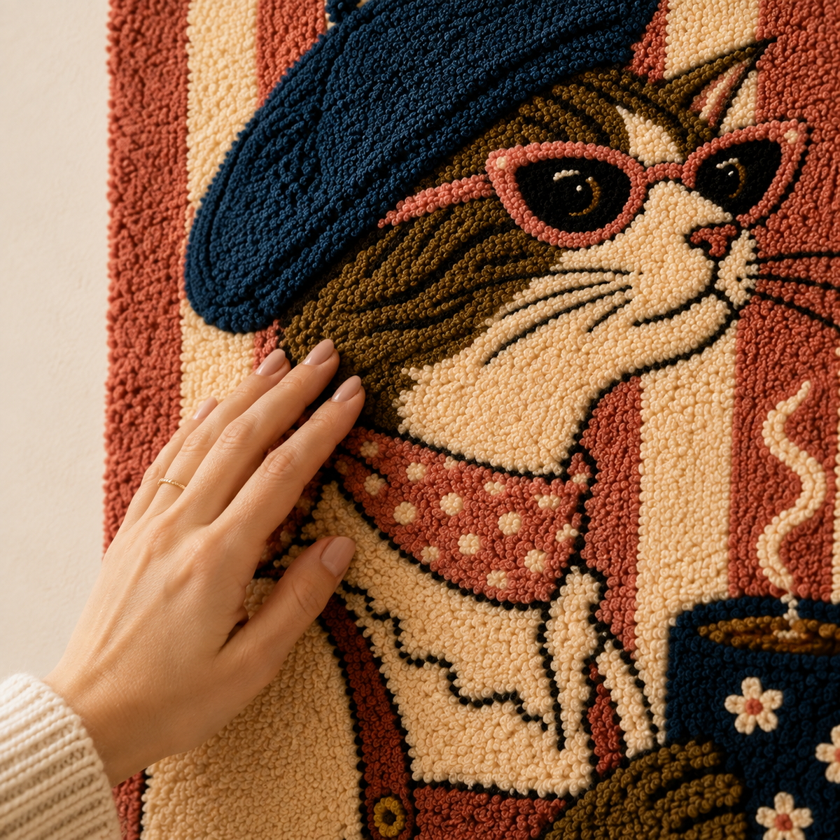 Hewn Earth Parisian Cat wall art print featuring a stylish cat illustration on textured background for home decor.