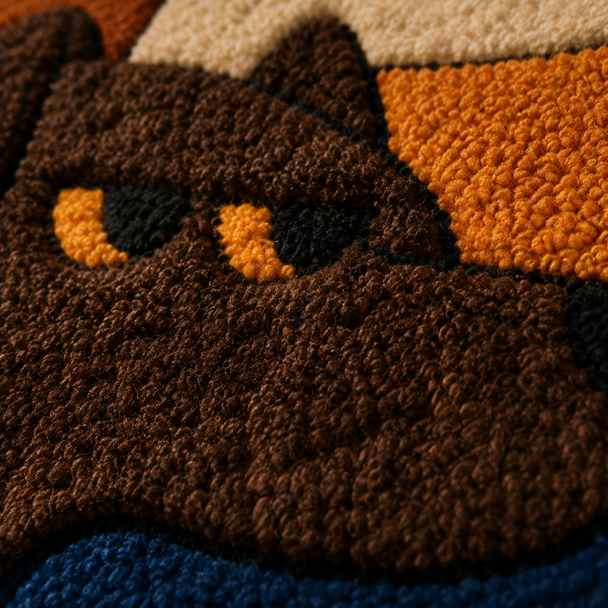 Close-up of Sentinel Cat and Pup Hewn Earth wall art featuring detailed, textured animal illustrations in earthy tones.