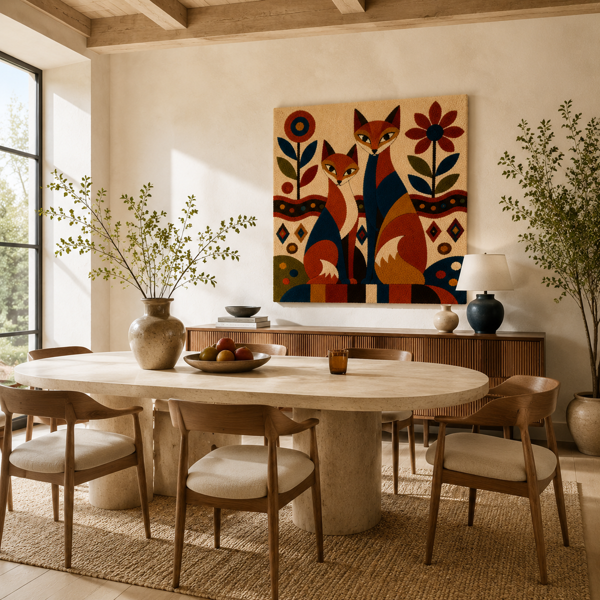 Hewn Earth Foxglove Sentinel wall art featuring vibrant foxglove flowers in a natural botanical design.