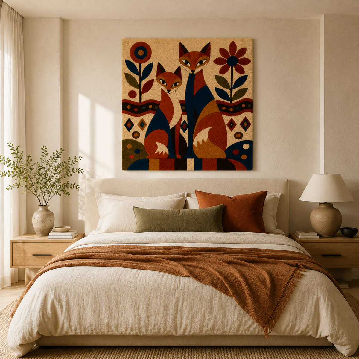 Hewn Earth Foxglove Sentinel wall art featuring vibrant purple foxglove flowers on a textured background.
