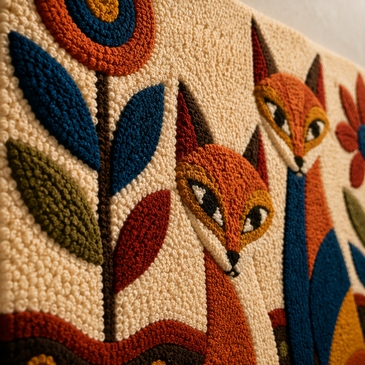 Hewn Earth Foxglove Sentinel wall art featuring vibrant foxglove flowers and lush greenery on a textured background.
