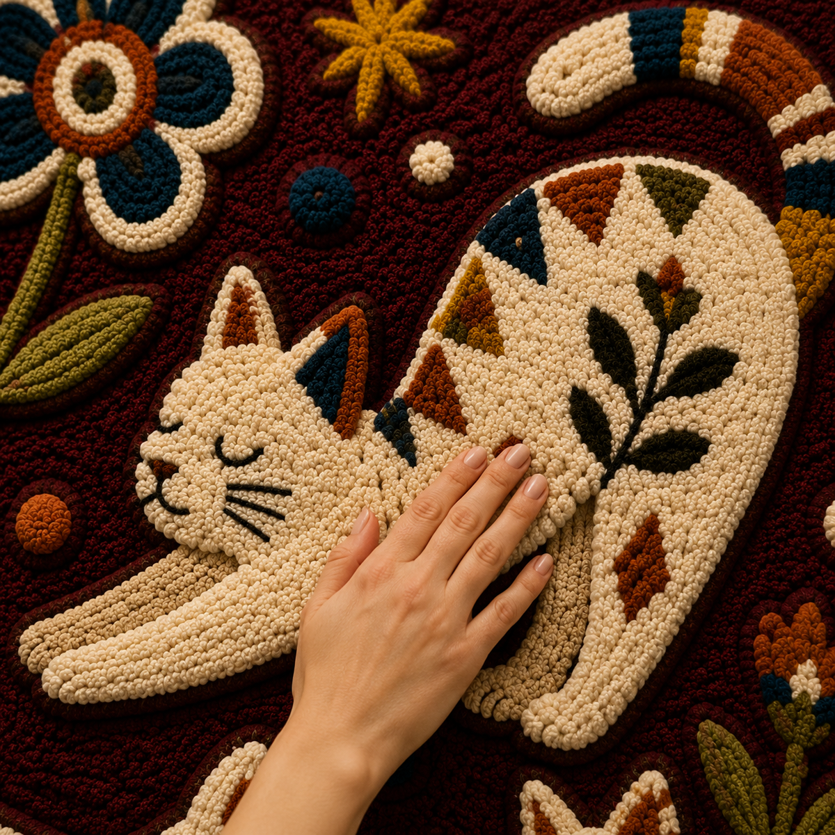 Burgundy Hewn Earth Cat Constellation wall art featuring a starry cat design on a deep burgundy background.