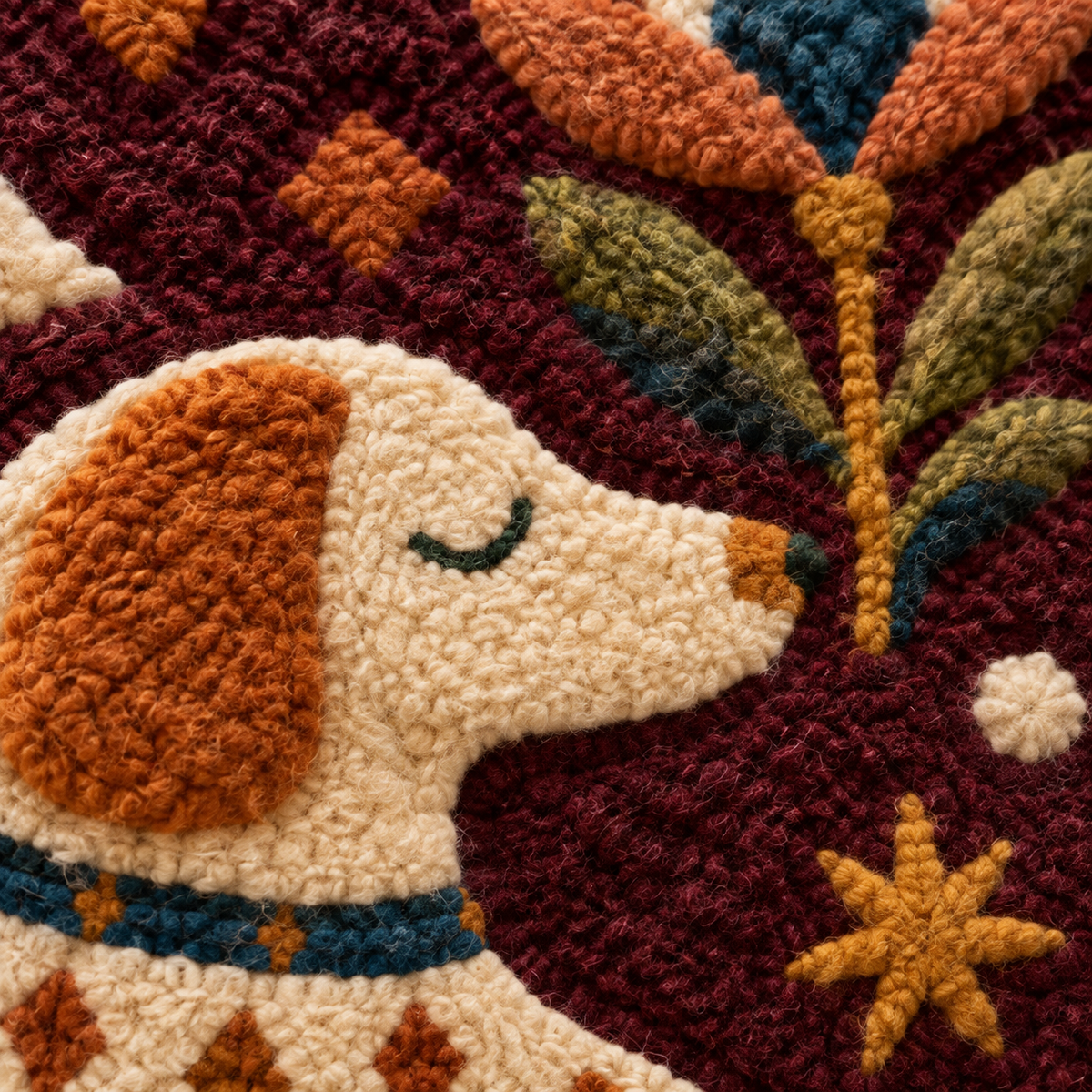 Hewn Earth Hound Parade Night wall art featuring detailed dog illustration on a textured background.