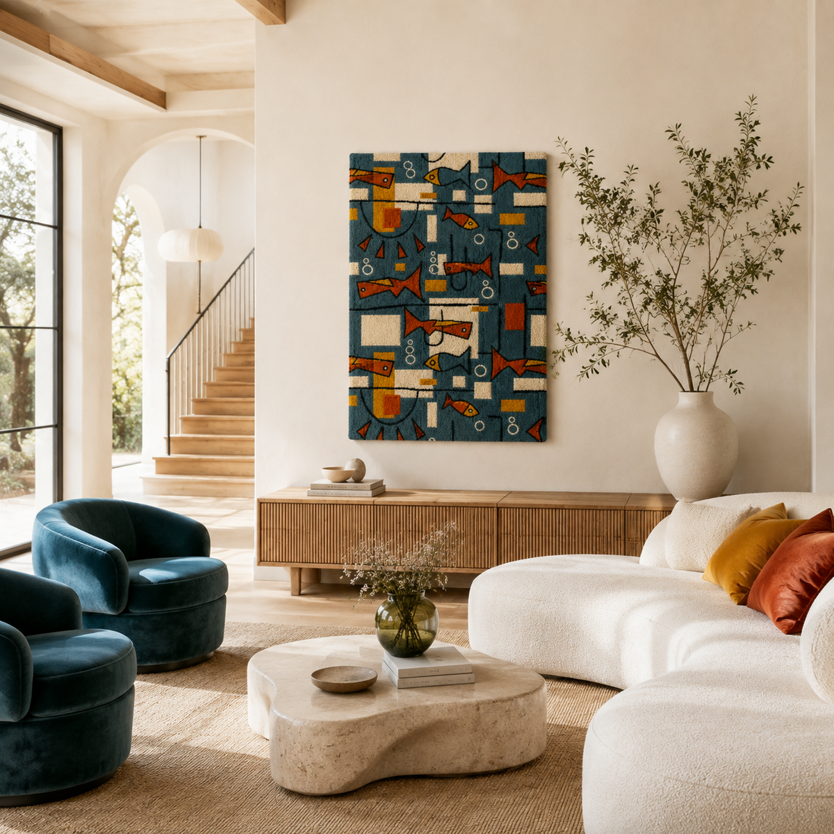 Deep Sea Ledger wall art by Hewn Earth featuring ocean-inspired abstract design on a textured canvas.