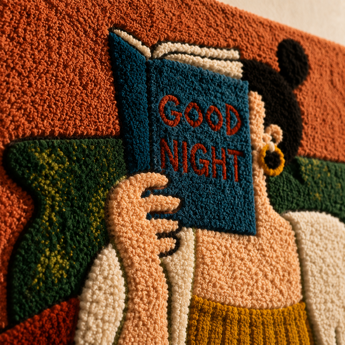 Hewn Earth Good Night Reader wall art featuring a calming design suitable for bedroom decor.