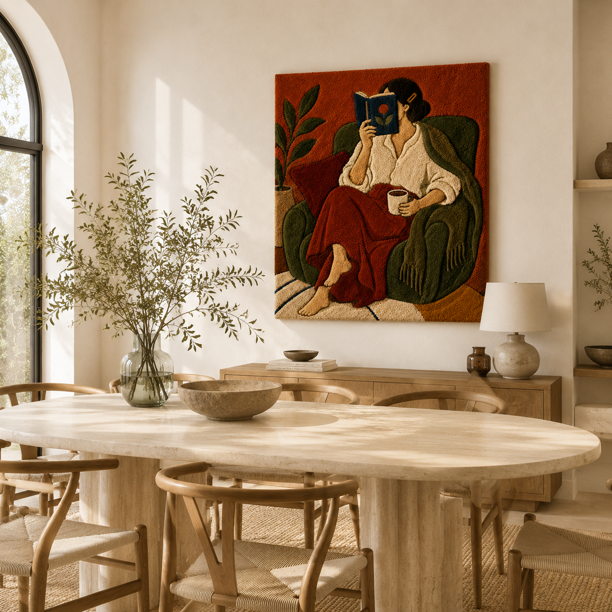 Hewn Earth Evening Chapter wall art featuring abstract design in warm tones, suitable for modern interior decor.