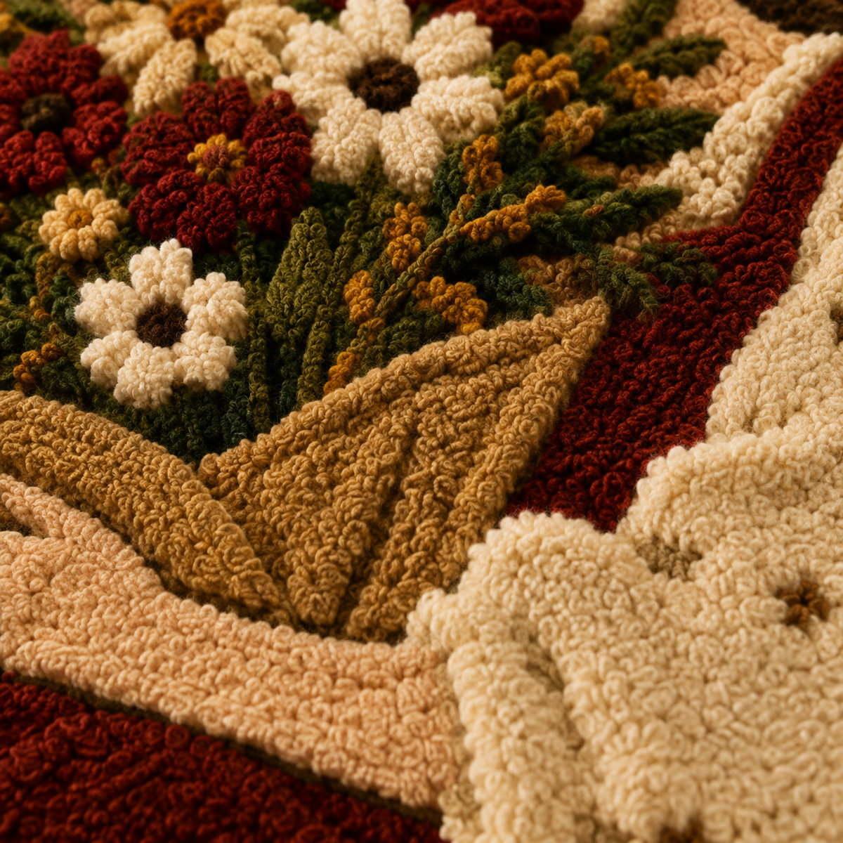 Close-up of Hewn Earth Autumn Bouquet Reader wall art featuring a detailed, colorful autumn-themed floral design.