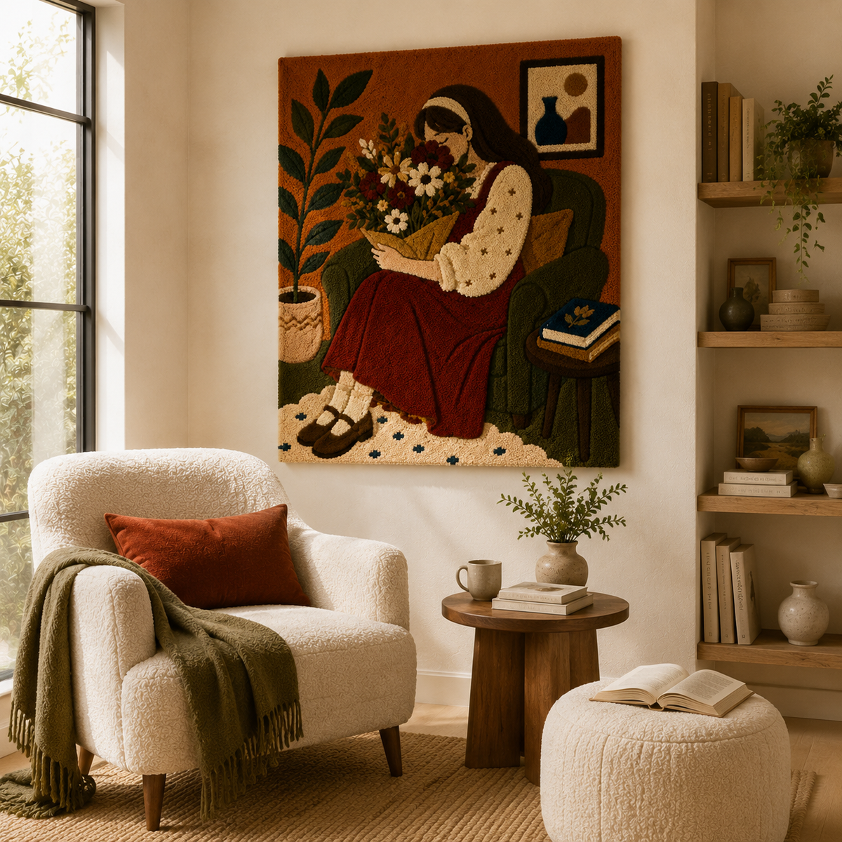 Autumn Bouquet Reader wall art by Hewn Earth featuring a vibrant floral design for home decor.