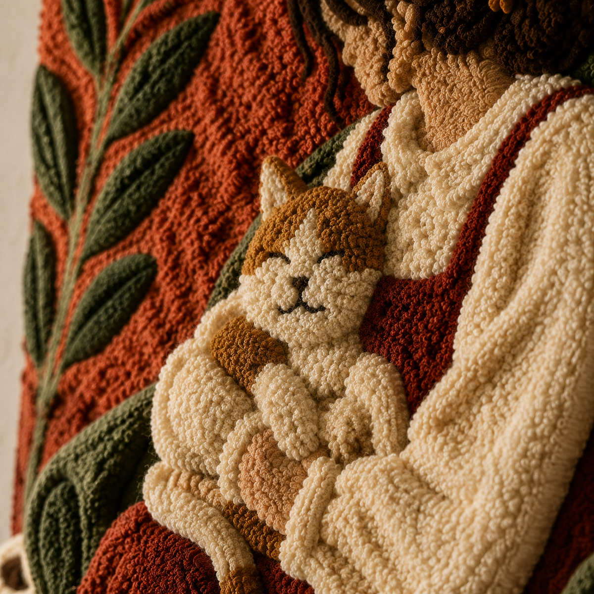 Hewn Earth Quiet Cat Companion wall art featuring a serene cat illustration on a textured background.