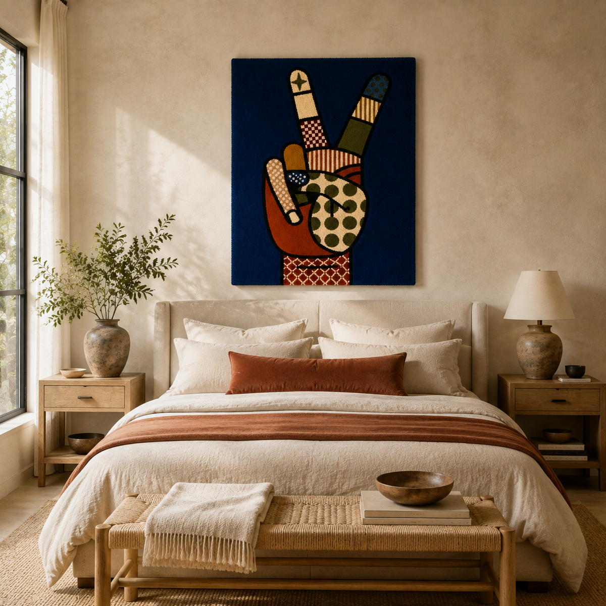 Hewn Earth Studio Vessel wall art featuring a textured, abstract ceramic vessel design in earthy tones on a neutral background.