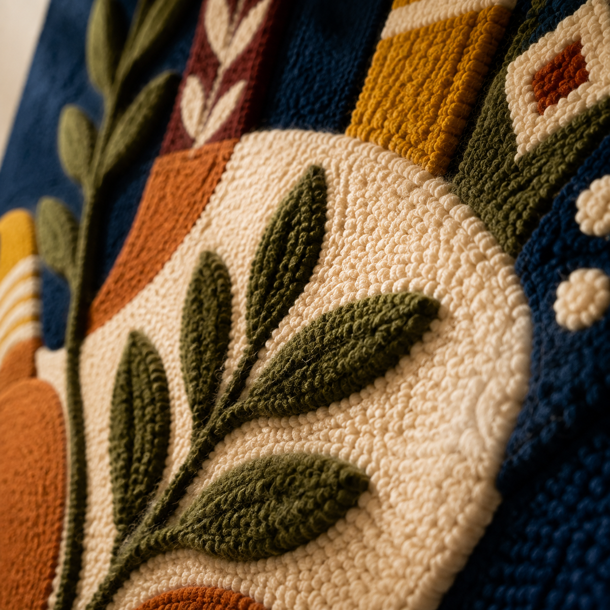 Detailed close-up of Hewn Earth Botanical Hand Offering wall art featuring intricate botanical illustrations.