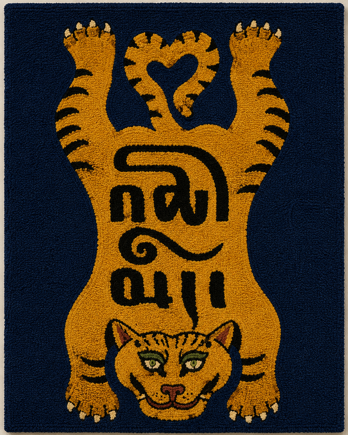 Golden Tiger Totem wall art by Hewn Earth featuring a detailed golden tiger design on a textured background.