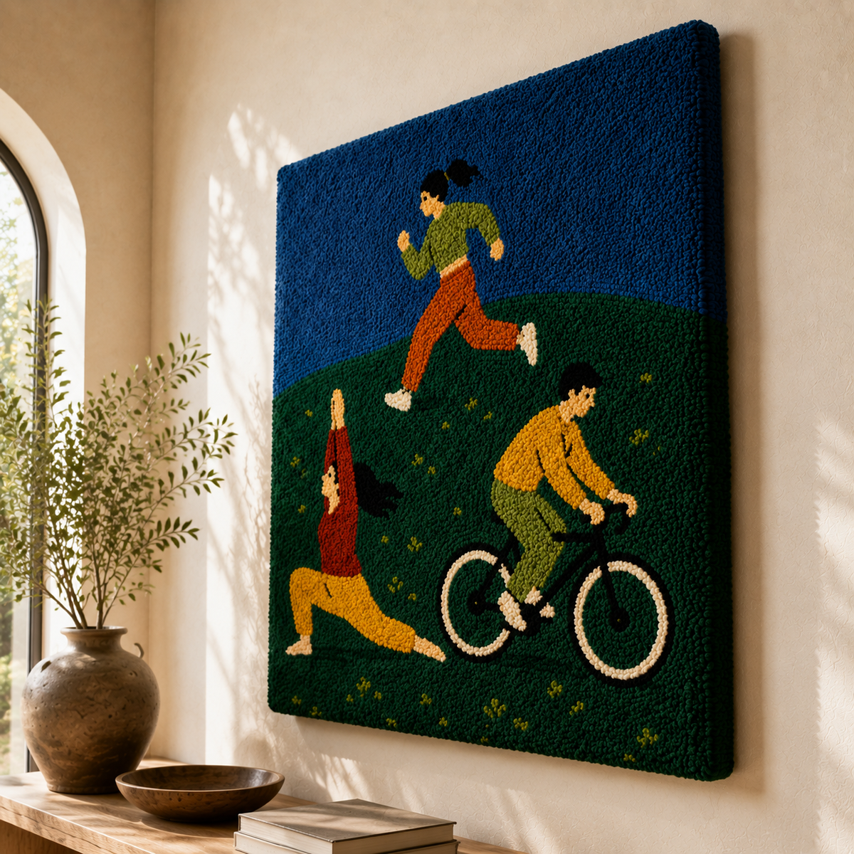 Hewn Earth Park Ride wall art featuring vibrant, abstract landscape design on a rectangular canvas.