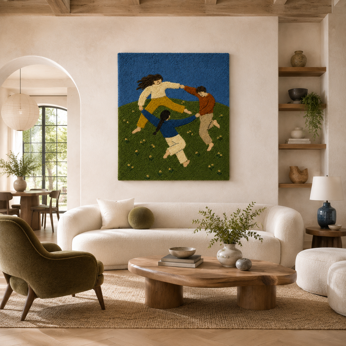 Hewn Earth Circle of Motion wall art featuring a contemporary circular abstract design in neutral tones.