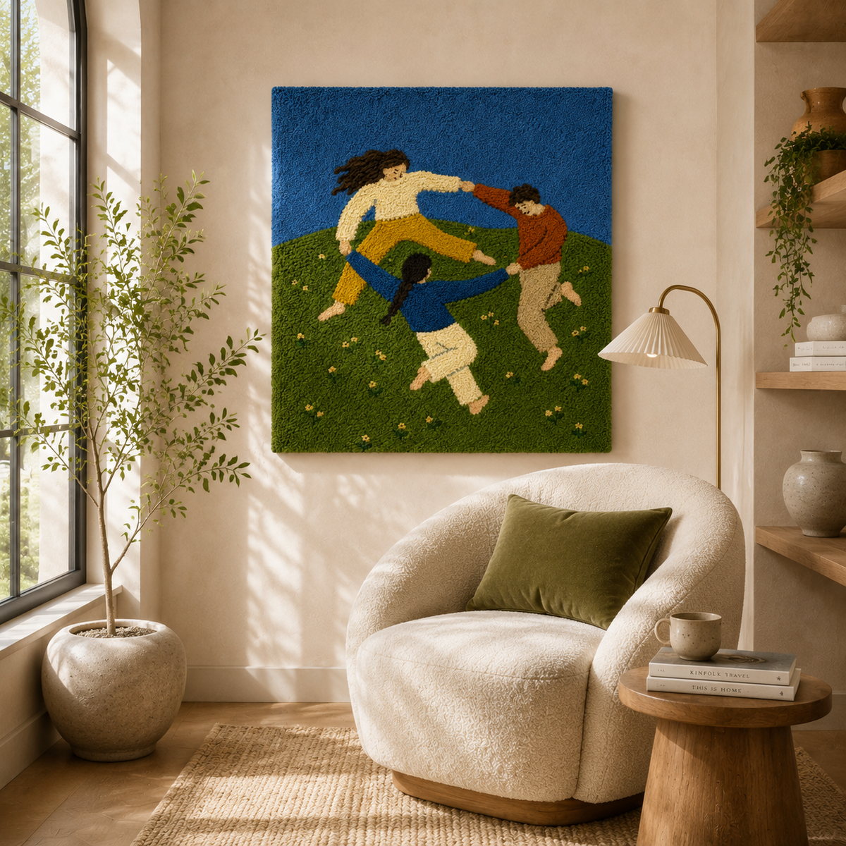 Hewn Earth Circle of Motion wall art featuring a circular abstract design with earthy tones on a neutral background.