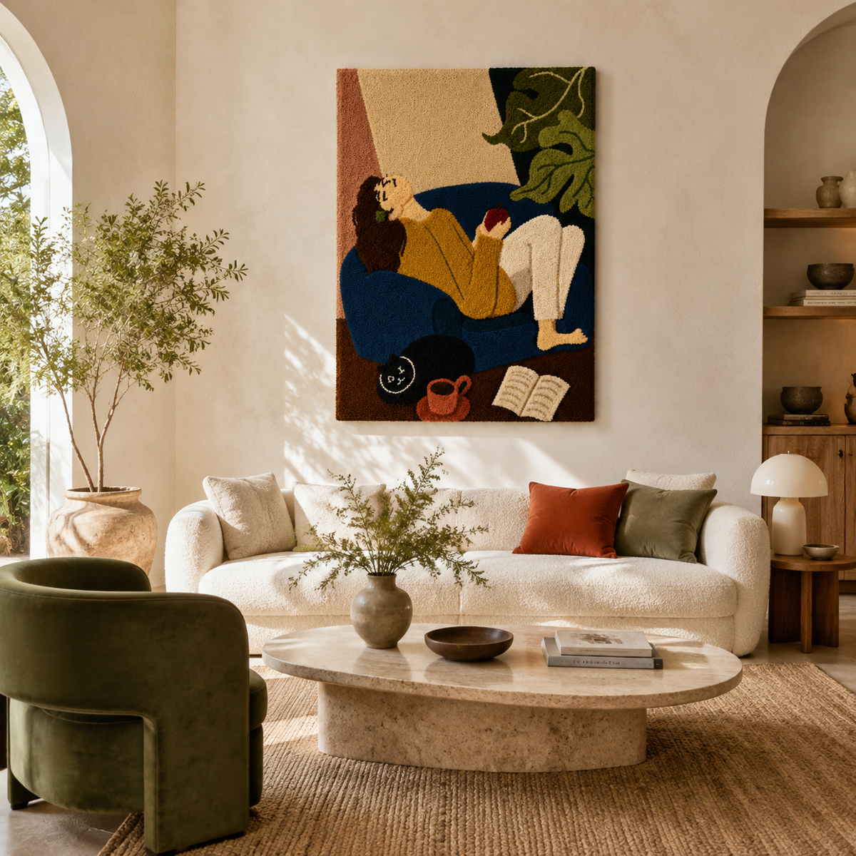 Sunday Recline wall art by Hewn Earth featuring a serene, abstract design with soft pastel tones for a calming home decor accent.