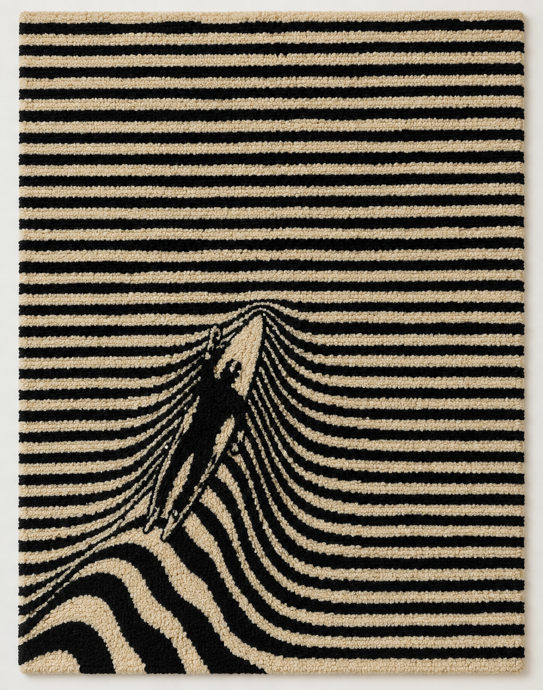 Hewn Earth striped Mirage wall art figure with abstract, colorful striped pattern on a neutral background.
