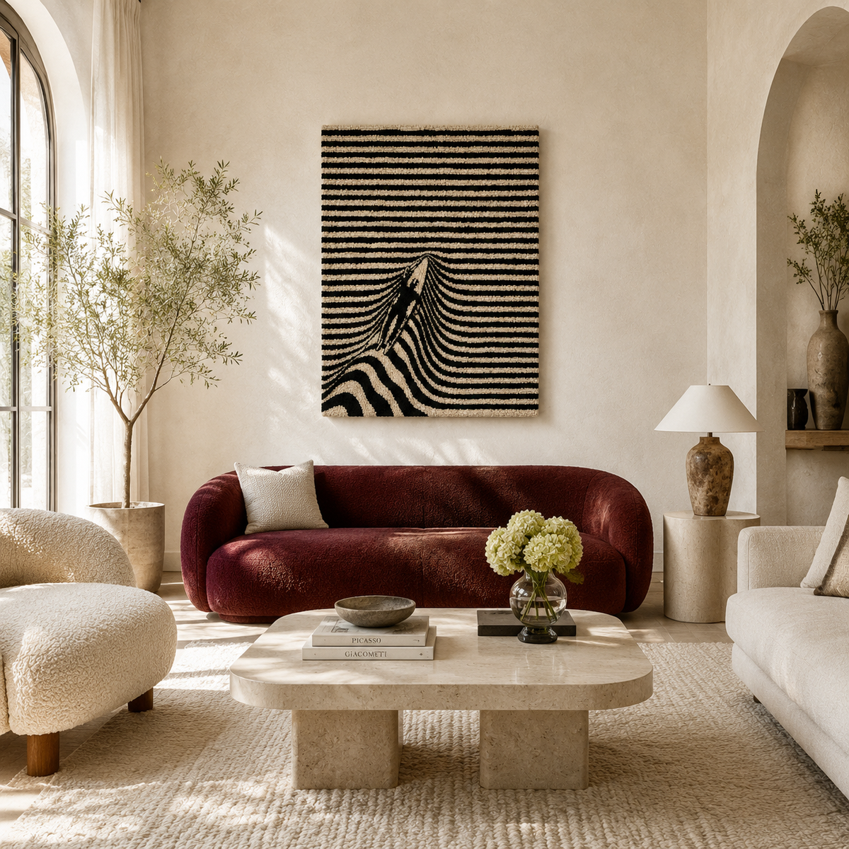Hewn Earth Striped Mirage Wall Art featuring abstract striped design on a canvas or print for modern interior decor.