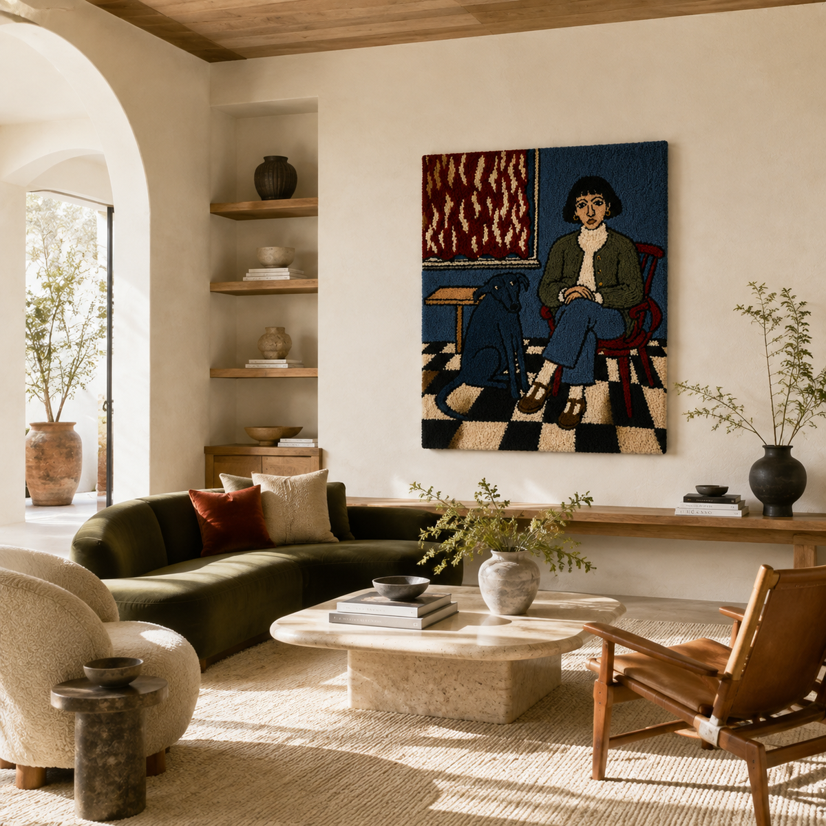 Indigo Salon Portrait wall art by Hewn Earth featuring a stylish portrait suitable for modern interior decor.
