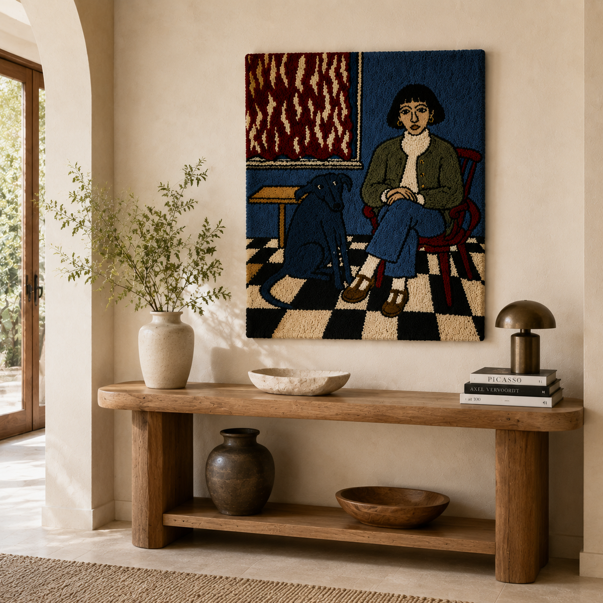 Indigo Salon Portrait wall art by Hewn Earth featuring artistic portrait in deep blue tones, perfect for stylish interior decor.