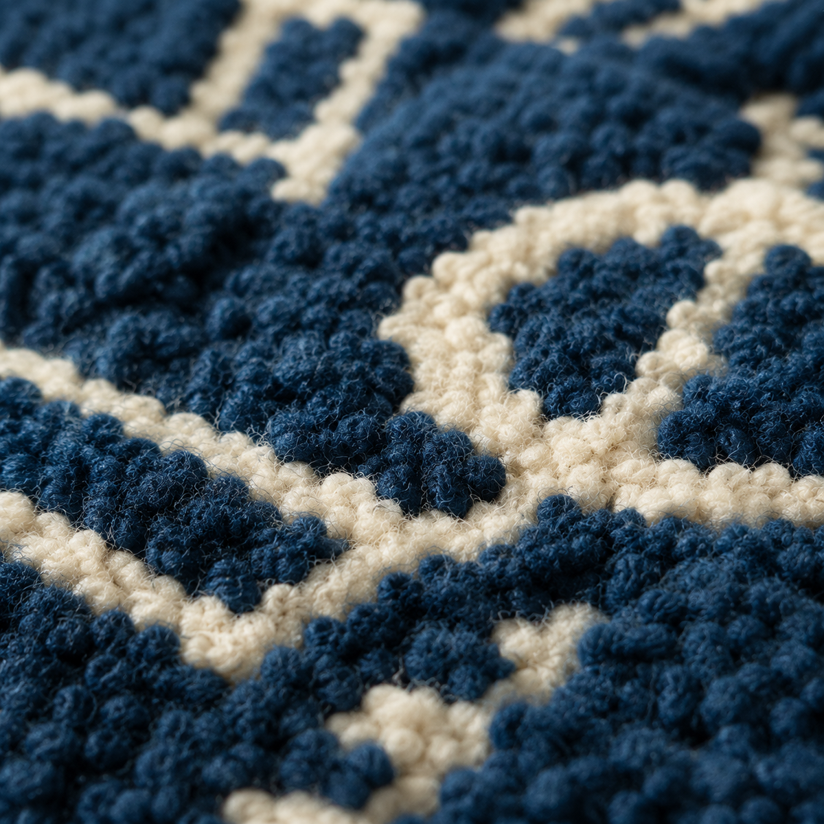 Close-up of Hewn Earth Indigo Mark Ledger wall art featuring intricate indigo and earthy tones with textured details.