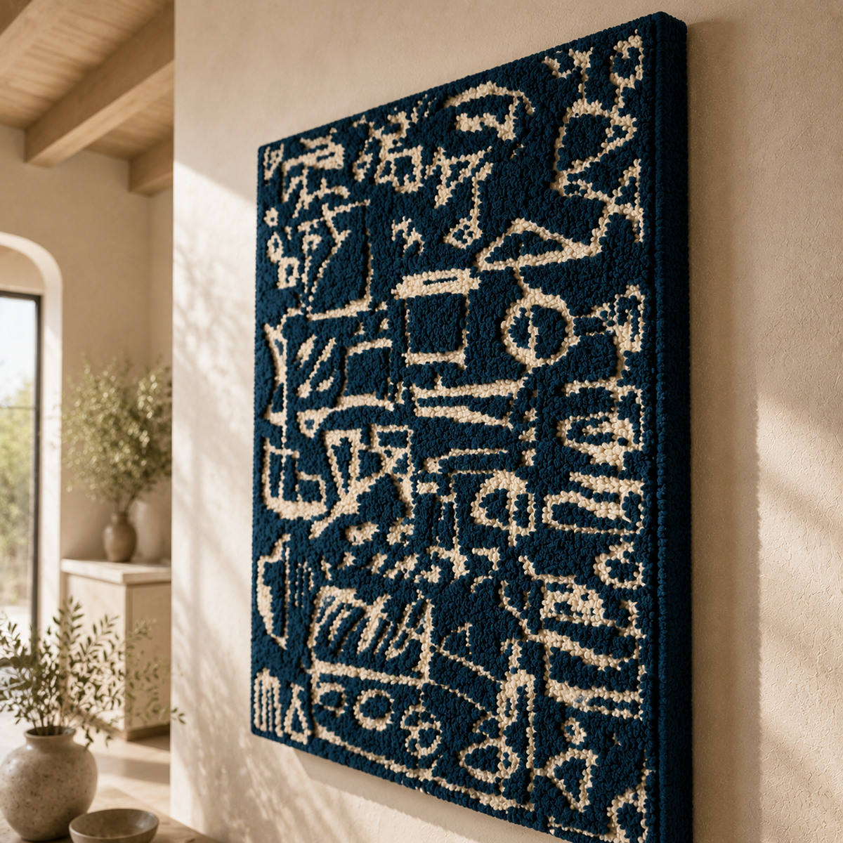 Indigo Mark Ledger wall art by Hewn Earth featuring abstract indigo and earthy tones on a textured background.