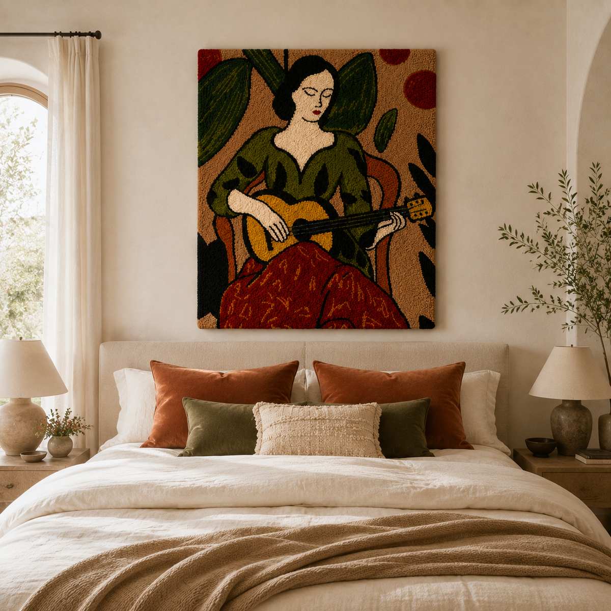 Hewn Earth Garden Guitarist wall art featuring a detailed illustration of a guitarist in a garden scene.