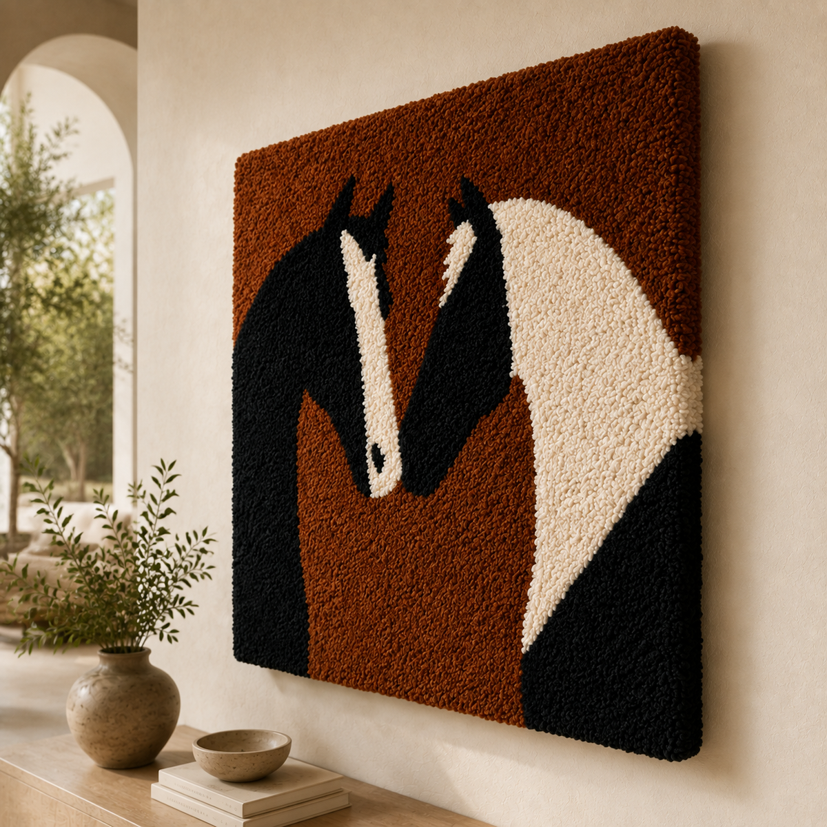 Hewn Earth Badger Silhouette wall art, black animal outline on a neutral background, decorative home wall decor piece