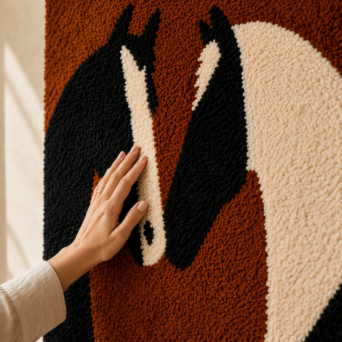 Hewn Earth Badger Silhouette wall art featuring a detailed black badger silhouette on a white background.