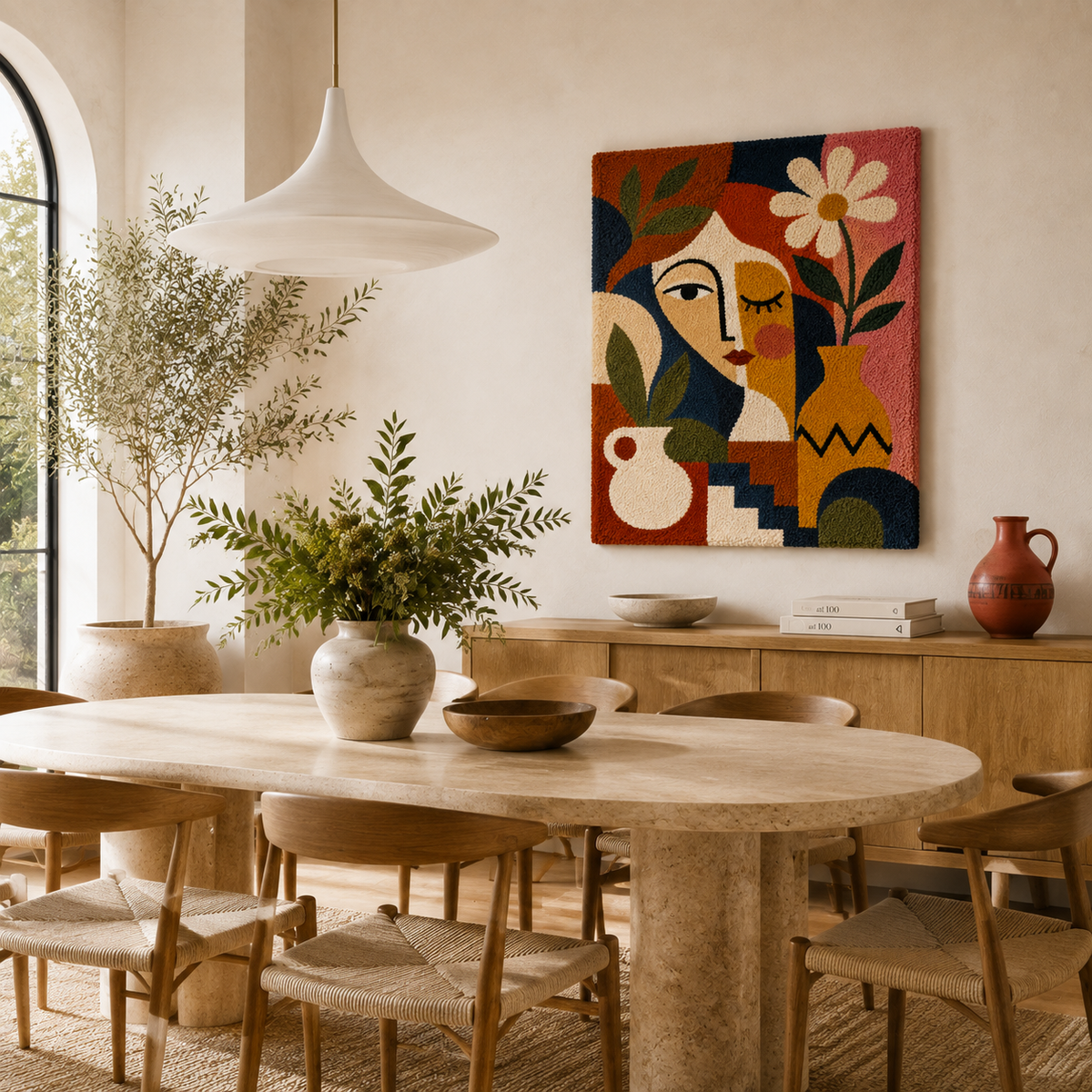 Hewn Earth Coral Garden Faces wall art featuring vibrant coral-colored face sculptures for wall decor.