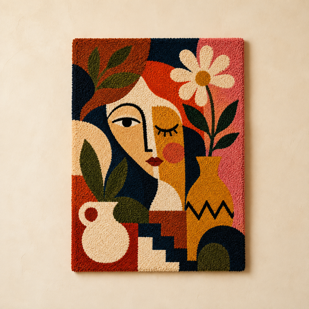 Hewn Earth Coral Garden Faces wall art featuring vibrant coral-inspired sculptures on a neutral background.