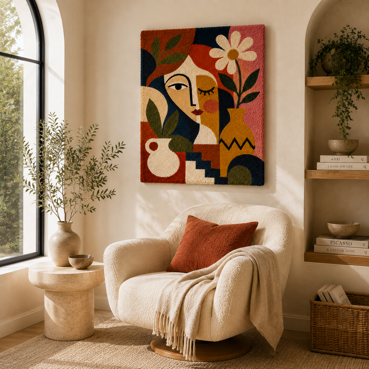 Colorful Coral Garden Faces wall art by Hewn Earth featuring vibrant, abstract face designs for modern home decor.