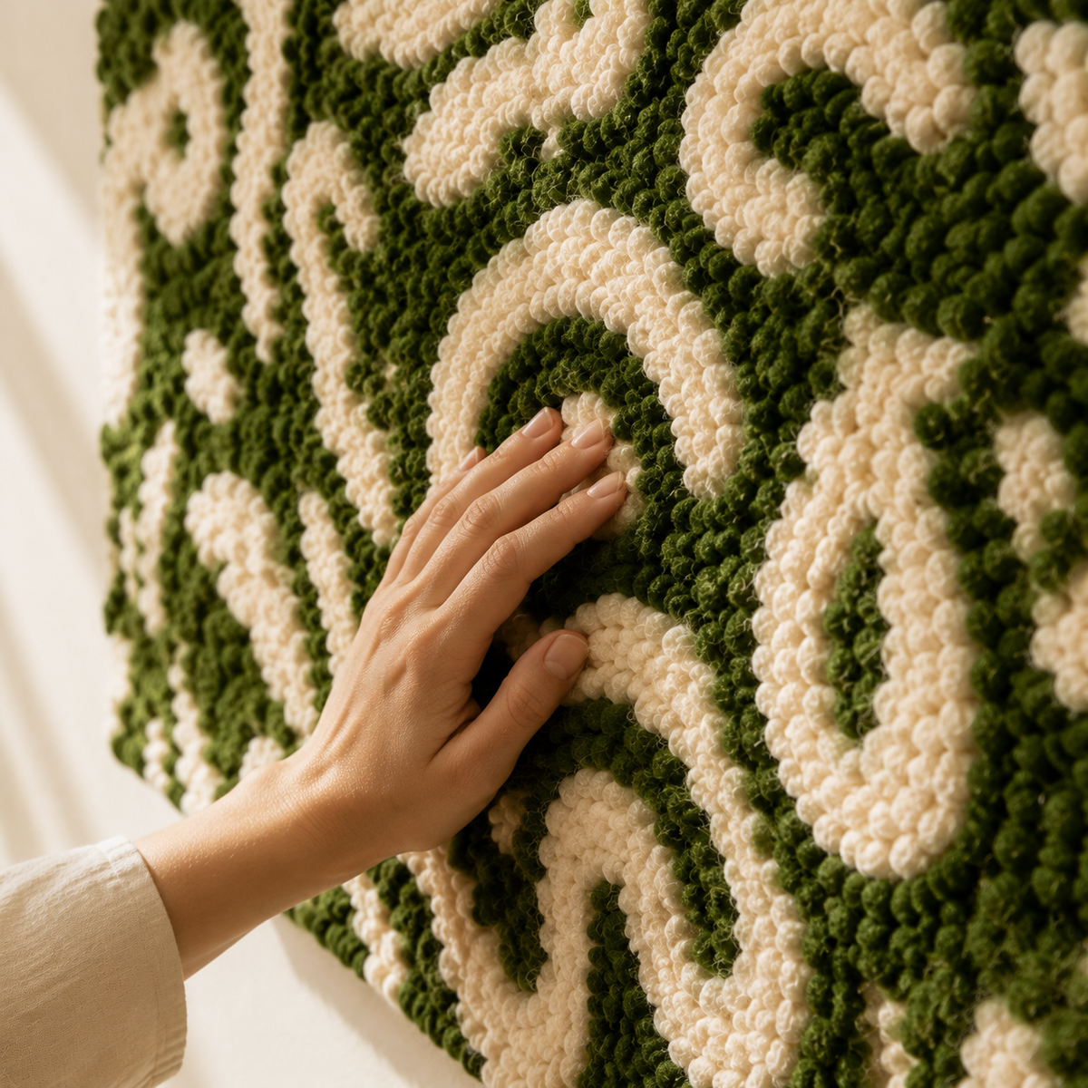 Hewn Earth Moss Script Field wall art featuring botanical-inspired moss design in a natural, textured style.