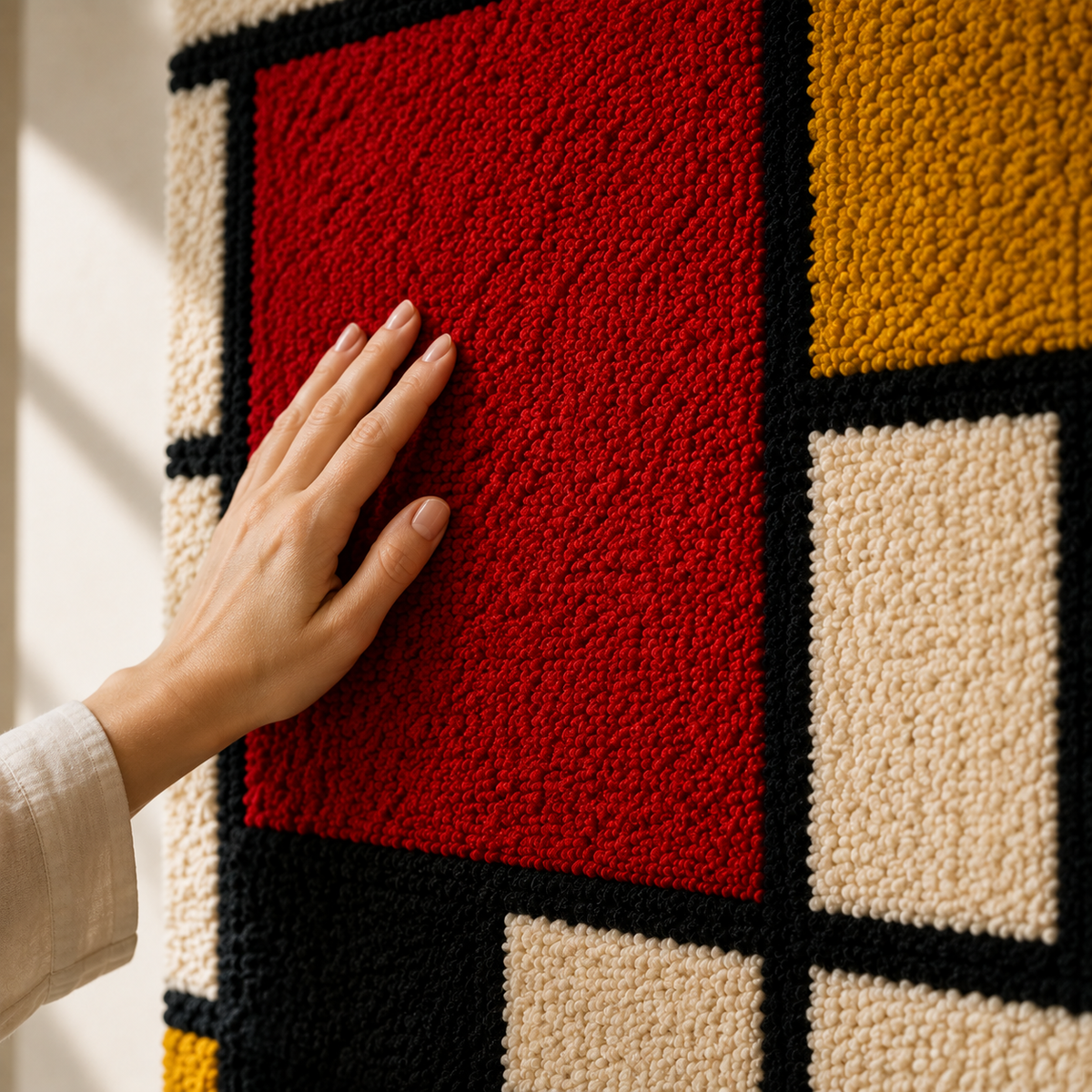 Hewn Earth Primary Balance Grid wall art featuring geometric design on a neutral background