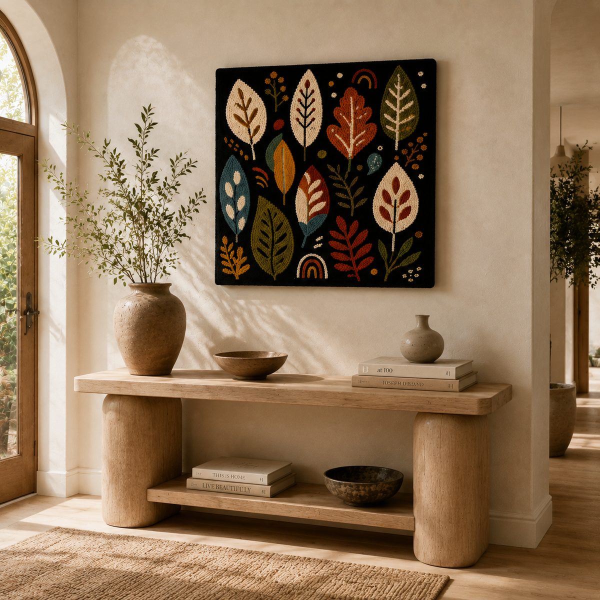 Night Leaf Chorus wall art by Hewn Earth, featuring intricate leaf patterns with a dark, artistic design for home decor.