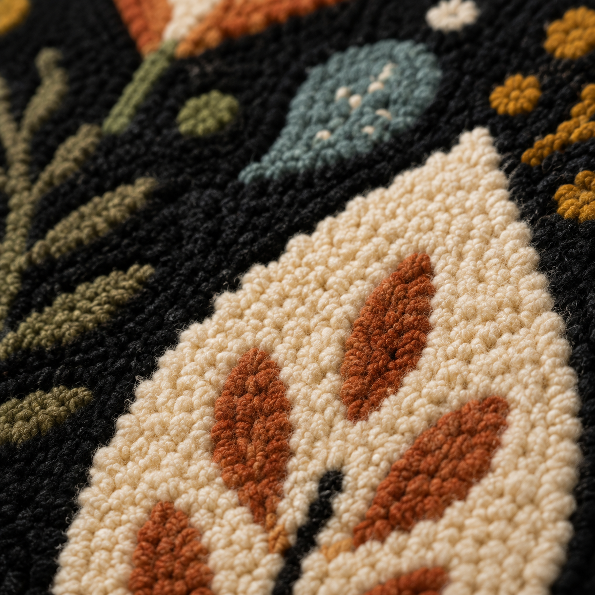 Close-up of Hewn Earth Night Leaf Chorus wall art featuring intricate leaf patterns and textured design.