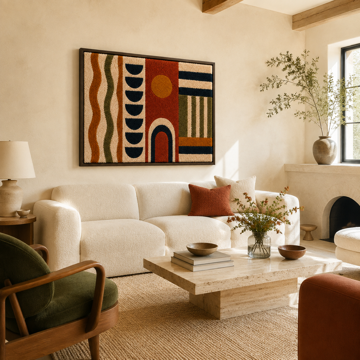Hewn Earth terracotta rhythm board wall art with textured geometric design for home decor.