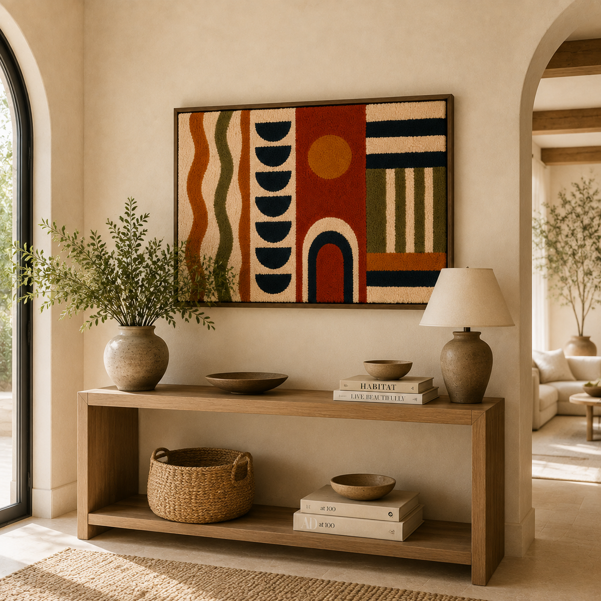Terracotta Rhythm Board wall art by Hewn Earth featuring textured earthy terracotta tones and abstract geometric patterns.