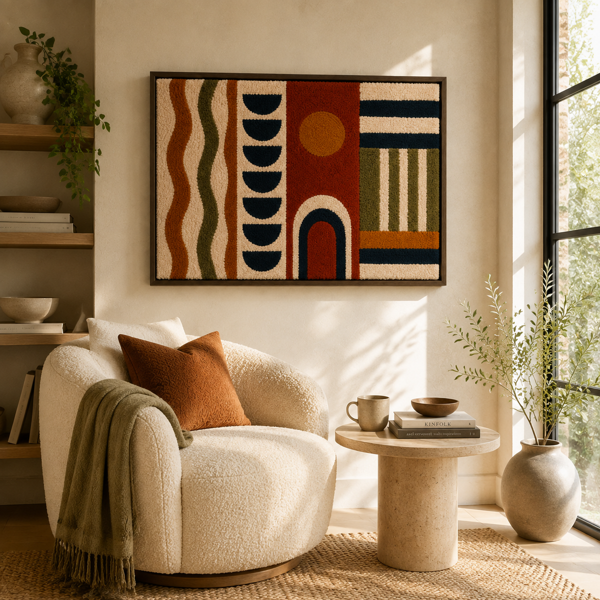 Hewn Earth terracotta rhythm board wall art featuring textured geometric patterns and natural earthy tones.