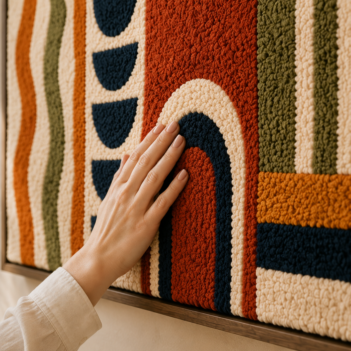 Hewn Earth Terracotta Rhythm Board wall art featuring textured, earthy terracotta tones and geometric patterns.