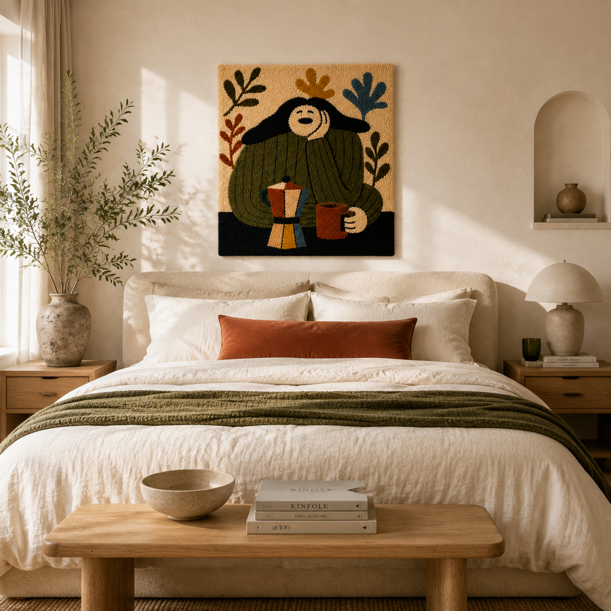 Hewn Earth Forest Mug Keeper wall art featuring a nature-inspired forest scene with wooden textures and greenery.